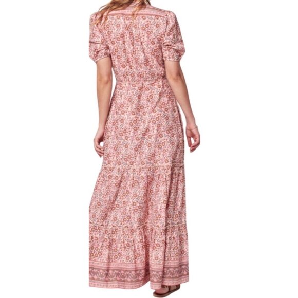 Faherty Orinda Earth Block Floral Maxi Dress A-line Silhouette Size XS New - Picture 3 of 16